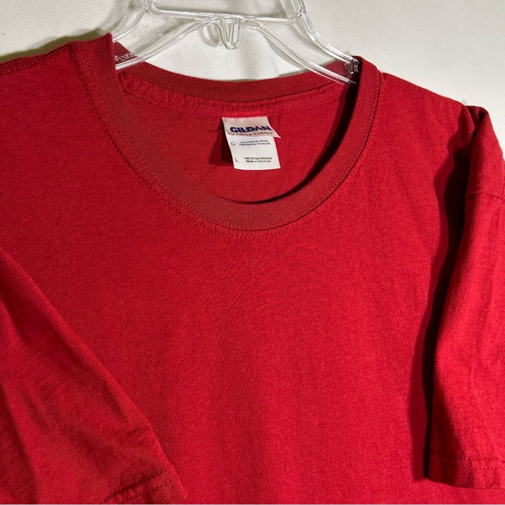 Gildan Large T-shirt Athletic Sporty Burgundy Wine Red Ultra Cotton - Picture 2 of 4